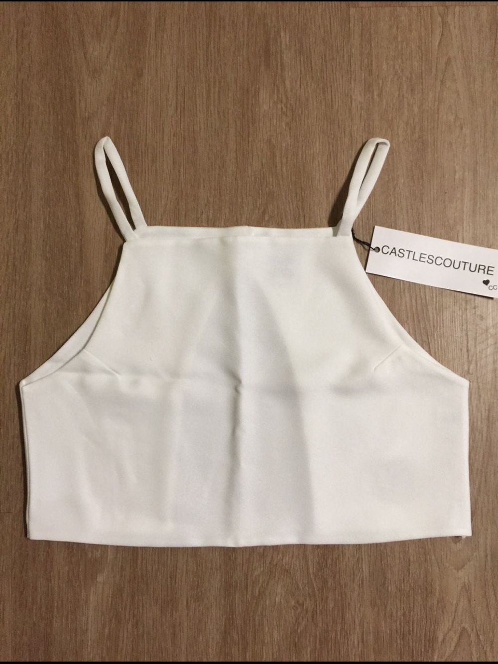 White High-Neck Cropped Cami